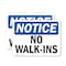 Signmission No Walk-Ins OSHA Notice Sign, Vinyl Decal, 10in W x 7in L, 2PK OS-2PACK-NS-D-710-L-15032 - alternate 1